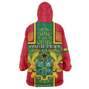 Custom Ghana Wearable Blanket Hoodie with Cross of Saint George and Tawny Eagles