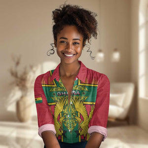 Custom Ghana Women Casual Shirt with Cross of Saint George and Tawny Eagles