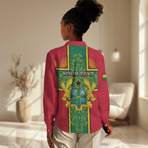 Custom Ghana Women Casual Shirt with Cross of Saint George and Tawny Eagles