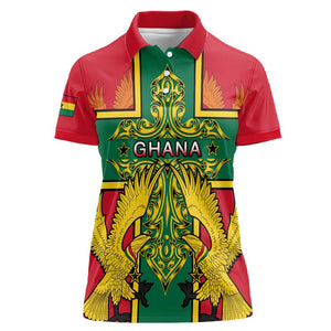 Custom Ghana Women Polo Shirt with Cross of Saint George and Tawny Eagles