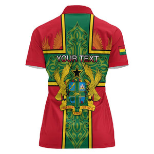 Custom Ghana Women Polo Shirt with Cross of Saint George and Tawny Eagles