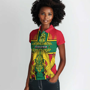 Custom Ghana Women Polo Shirt with Cross of Saint George and Tawny Eagles