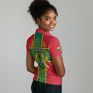 Custom Ghana Women Polo Shirt with Cross of Saint George and Tawny Eagles LT01