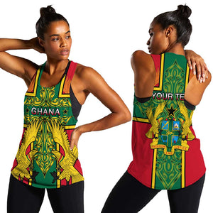 Custom Ghana Women Racerback Tank with Cross of Saint George and Tawny Eagles