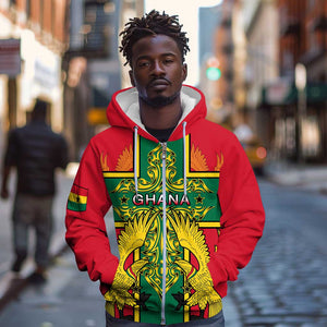 Custom Ghana Zip Hoodie with Cross of Saint George and Tawny Eagles