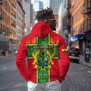 Custom Ghana Zip Hoodie with Cross of Saint George and Tawny Eagles