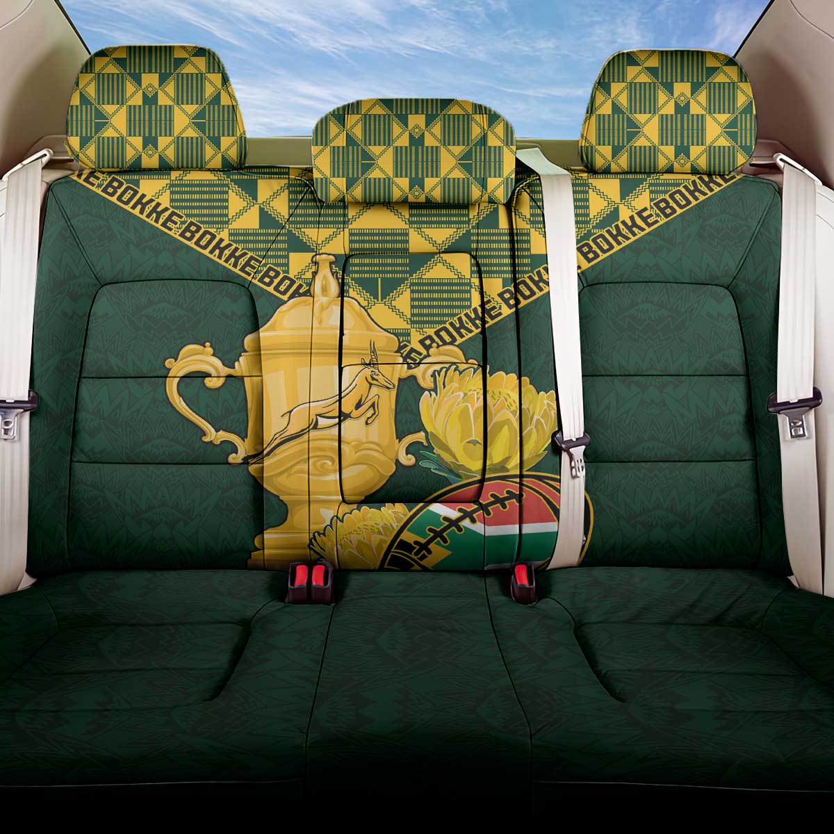 South Africa Rugby Back Car Seat Cover - Go Bokke Champion, World Cup