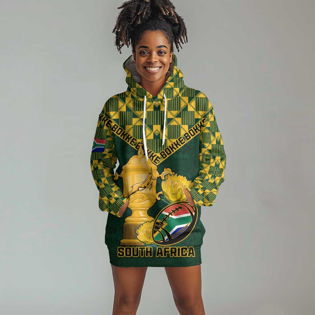 Custom South Africa Rugby Hoodie Dress - Go Bokke Champion, World Cup