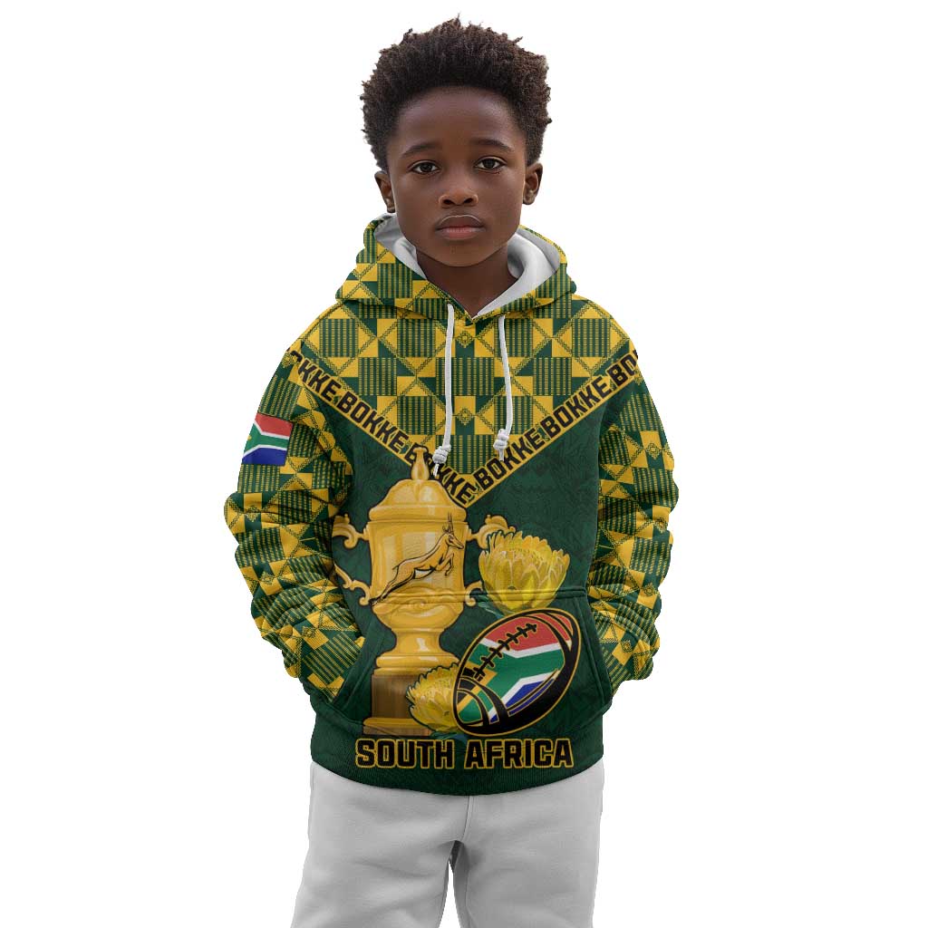 Custom South Africa Rugby Kid Hoodie - Go Bokke Champion, World Cup