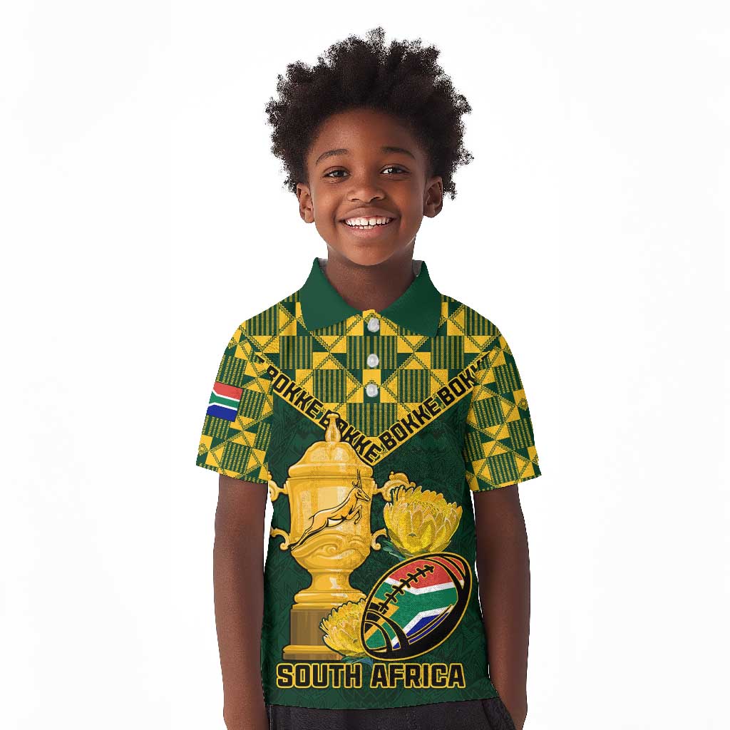 Custom South Africa Rugby Kid Polo Shirt - Go Bokke Champion, World Cup