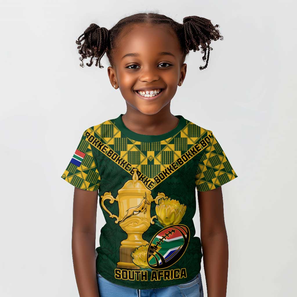 Custom South Africa Rugby Kid T shirt - Go Bokke Champion, World Cup