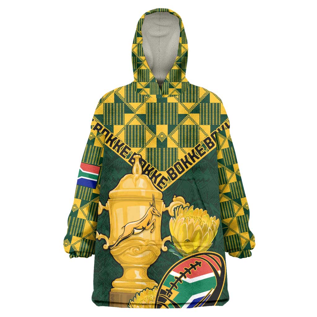 Custom South Africa Rugby KId Wearable Blanket Hoodie - Go Bokke Champion, World Cup