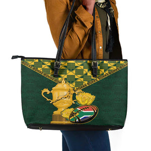 South Africa Rugby Leather Tote Bag - Go Bokke Champion, World Cup