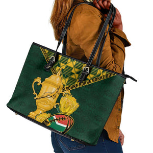 South Africa Rugby Leather Tote Bag - Go Bokke Champion, World Cup