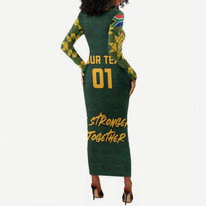 Custom South Africa Rugby Long Sleeve Bodycon Dress - Go Bokke Champion, World Cup