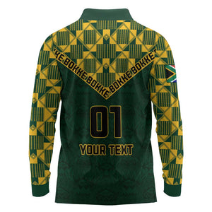 Custom South Africa Rugby Long Sleeve Polo Shirt - Go Bokke Champion, World Cup