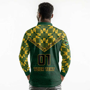 Custom South Africa Rugby Long Sleeve Polo Shirt - Go Bokke Champion, World Cup