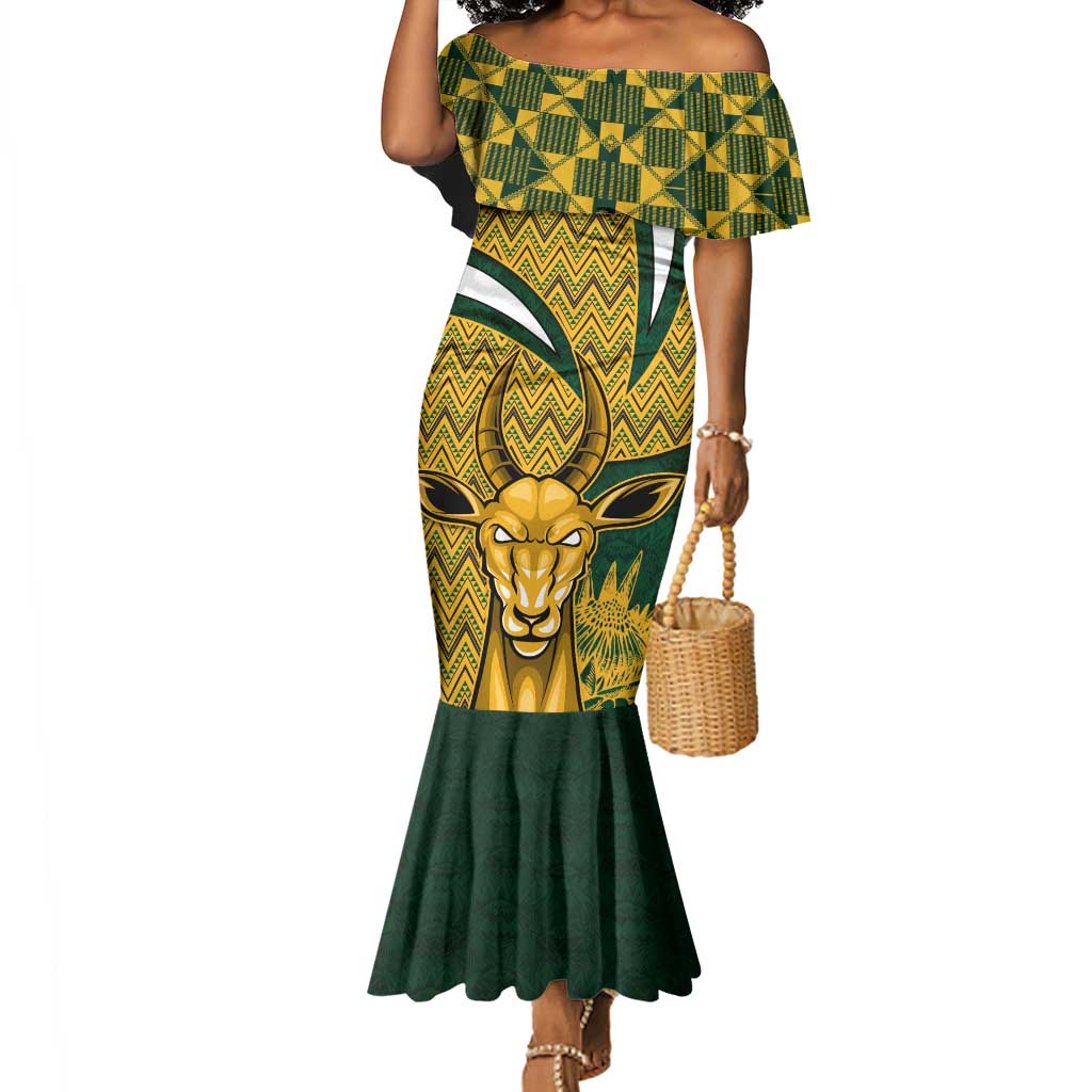 Custom South Africa Rugby Mermaid Dress - Go Bokke Champion, World Cup