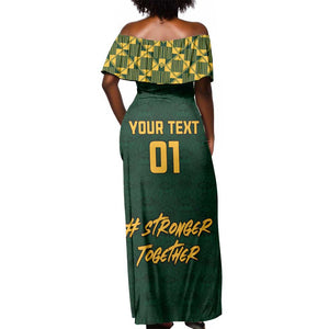 Custom South Africa Rugby Off Shoulder Maxi Dress - Go Bokke Champion, World Cup