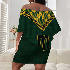 Custom South Africa Rugby Off Shoulder Short Dress - Go Bokke Champion, World Cup LT01