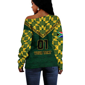 Custom South Africa Rugby Off Shoulder Sweater - Go Bokke Champion, World Cup