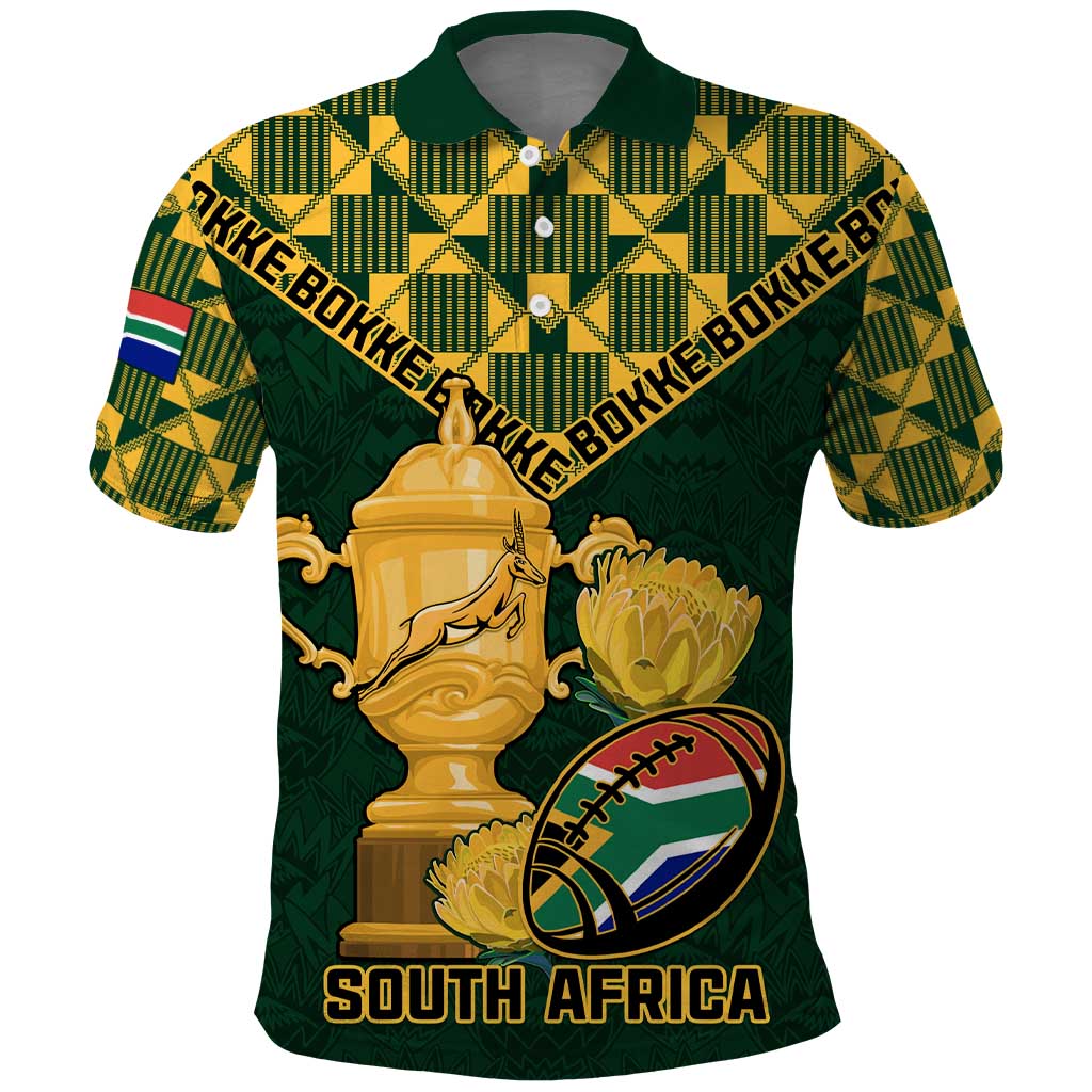 Custom South Africa Rugby Polo Shirt - Go Bokke Champion, World Cup