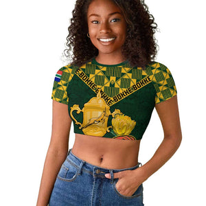 Custom South Africa Rugby Raglan Cropped T shirt - Go Bokke Champion, World Cup