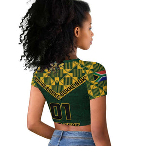 Custom South Africa Rugby Raglan Cropped T shirt - Go Bokke Champion, World Cup