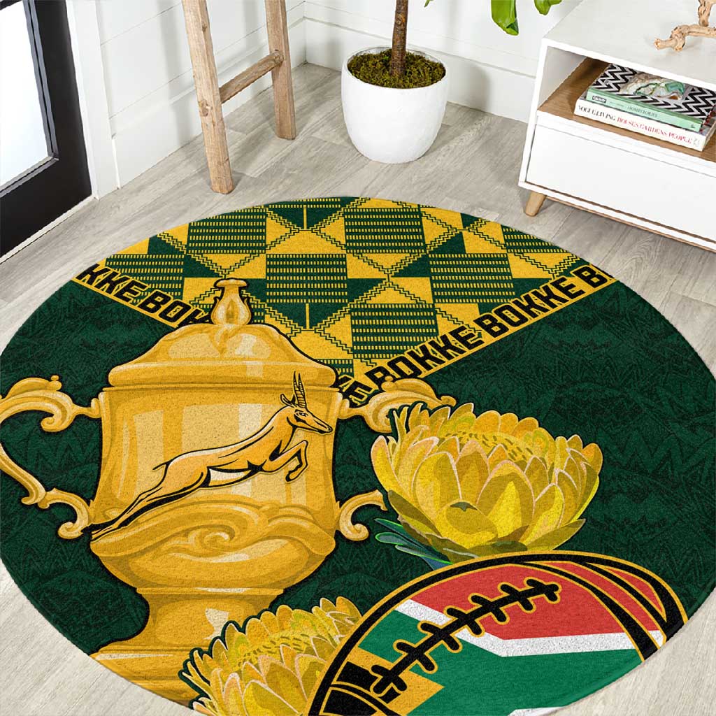 South Africa Rugby Round Carpet - Go Bokke Champion, World Cup