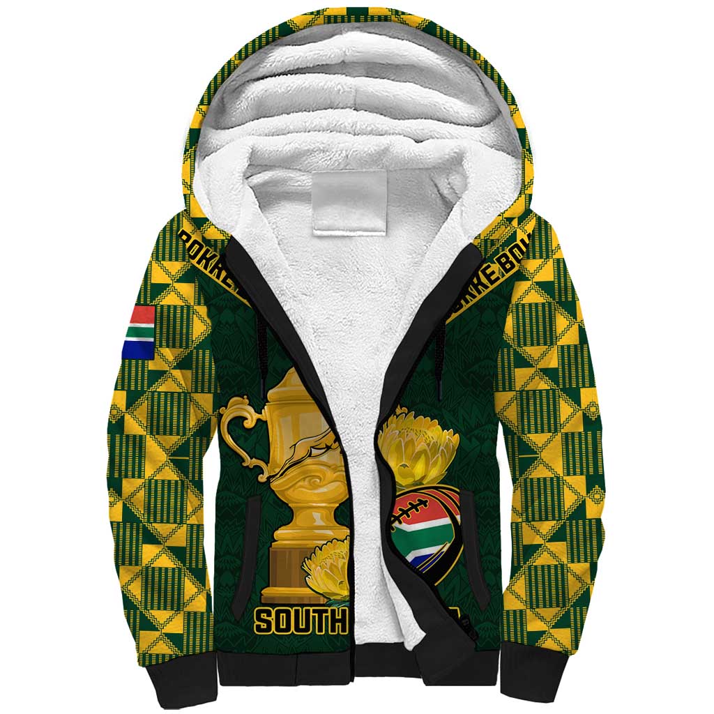 Custom South Africa Rugby Sherpa Hoodie - Go Bokke Champion, World Cup