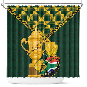 South Africa Rugby Shower Curtain - Go Bokke Champion, World Cup