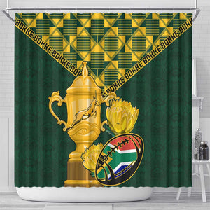 South Africa Rugby Shower Curtain - Go Bokke Champion, World Cup