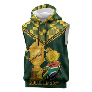Custom South Africa Rugby Sleeveless Hoodie - Go Bokke Champion, World Cup - African Pride