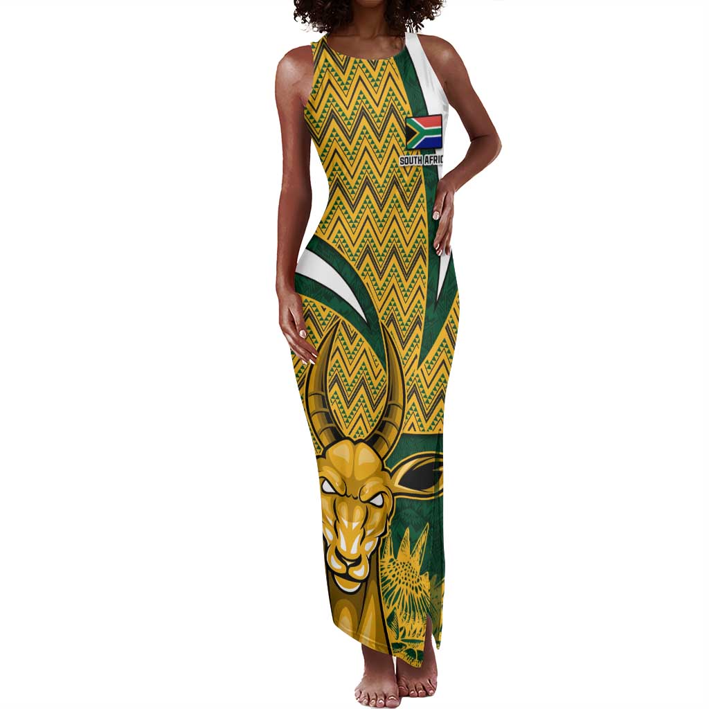 Custom South Africa Rugby Tank Maxi Dress - Go Bokke Champion, World Cup