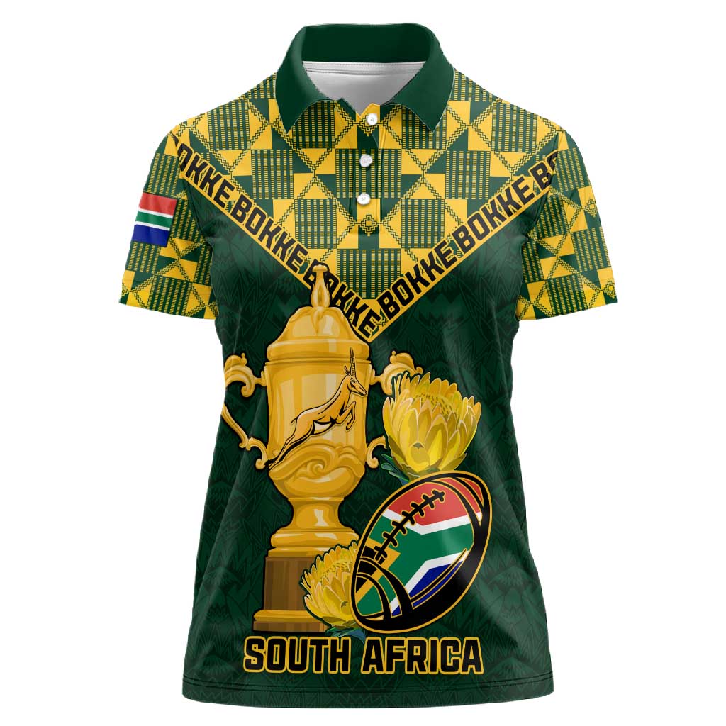 Custom South Africa Rugby Women Polo Shirt - Go Bokke Champion, World Cup