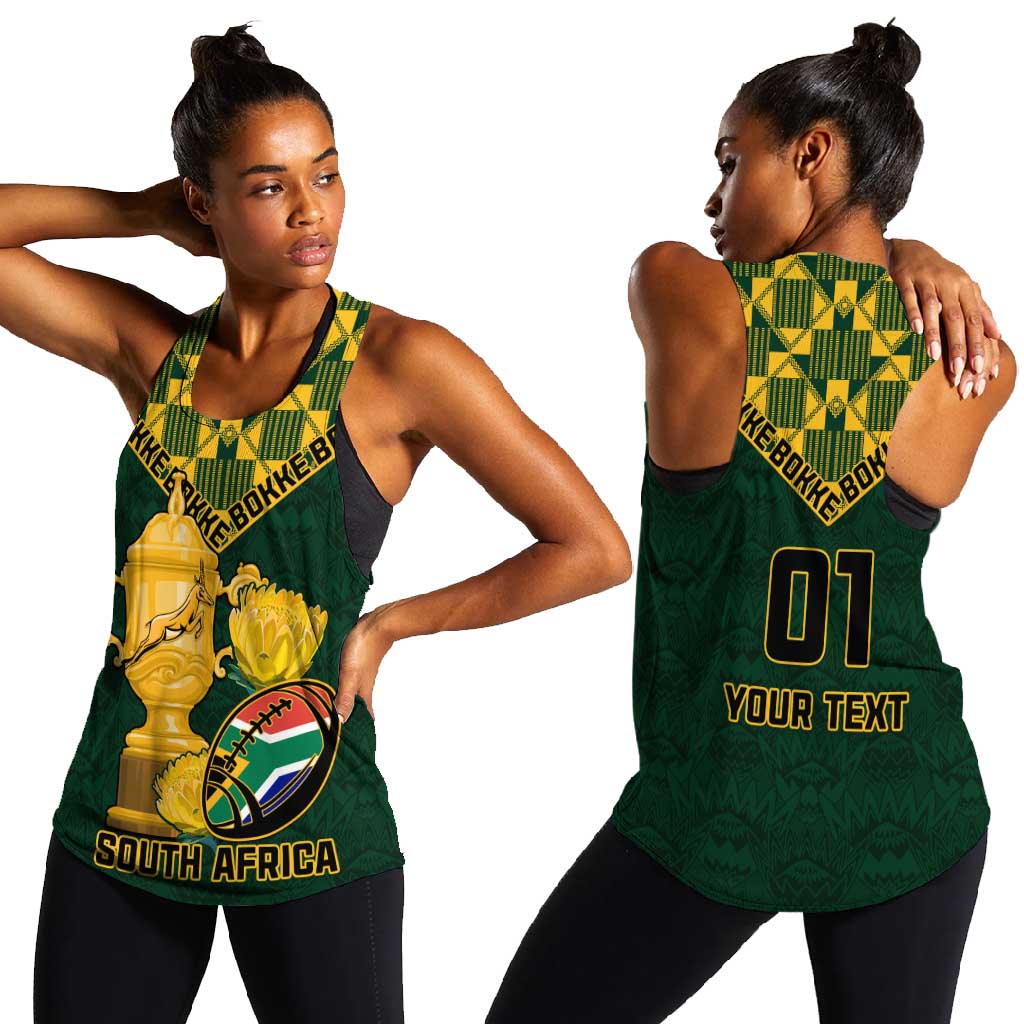 Custom South Africa Rugby Women Racerback Tank - Go Bokke Champion, World Cup