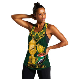 Custom South Africa Rugby Women Racerback Tank - Go Bokke Champion, World Cup