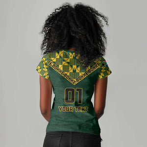 Custom South Africa Rugby Women V-Neck T-Shirt - Go Bokke Champion, World Cup