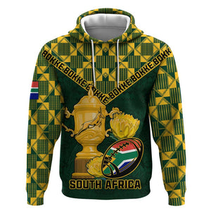 Custom South Africa Rugby Zip Hoodie - Go Bokke Champion, World Cup