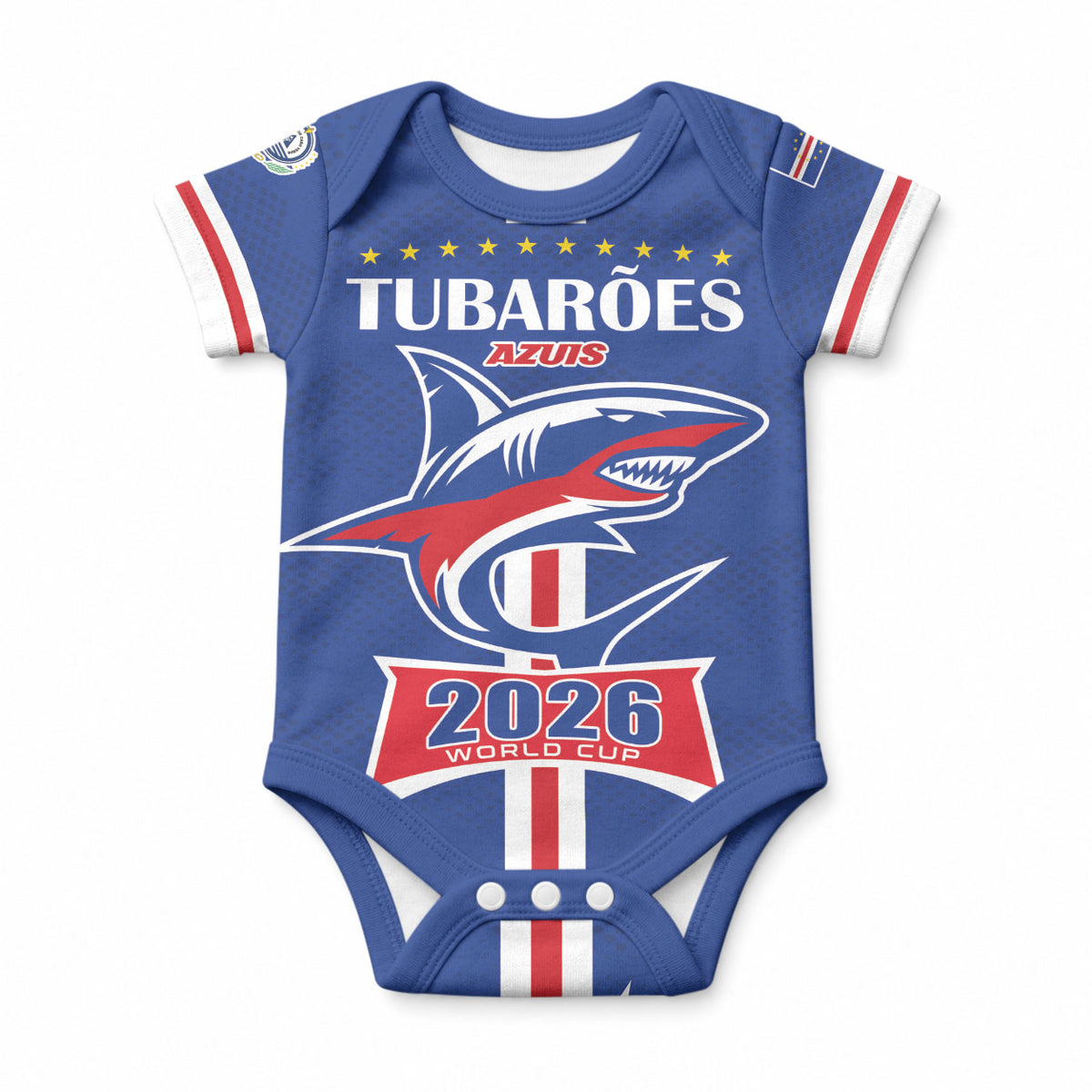 Custom Cape Verde 2026 Football Baby Onesie Blue Sharks WC Debut