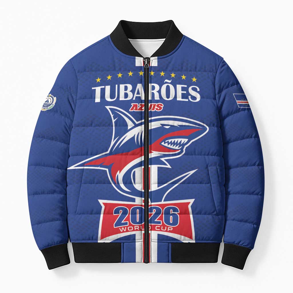 Custom Cape Verde 2026 Football Bomber Puffer Jacket Blue Sharks WC Debut