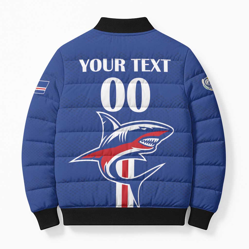 Custom Cape Verde 2026 Football Bomber Puffer Jacket Blue Sharks WC Debut