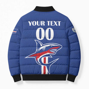 Custom Cape Verde 2026 Football Bomber Puffer Jacket Blue Sharks WC Debut