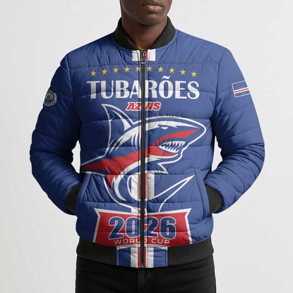 Custom Cape Verde 2026 Football Bomber Puffer Jacket Blue Sharks WC Debut