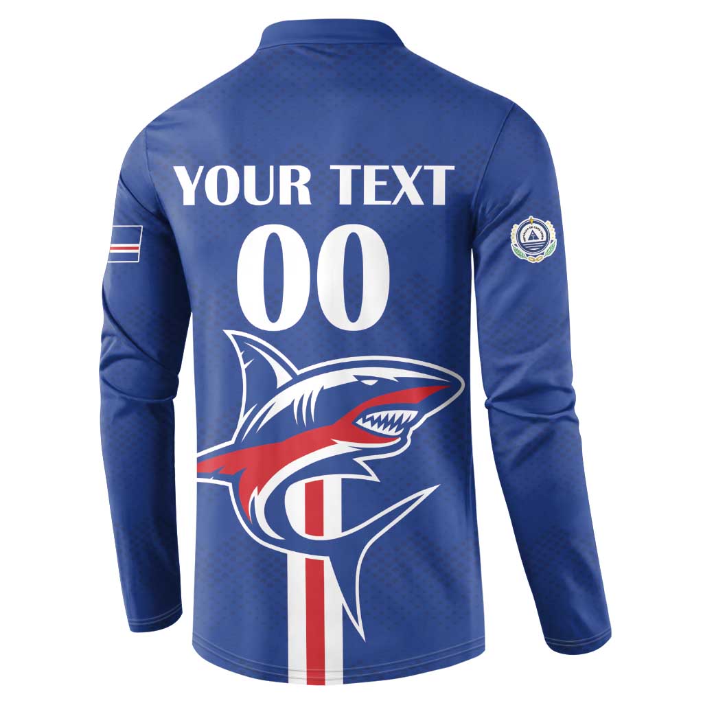 Custom Cape Verde 2026 Football Button Sweatshirt Blue Sharks WC Debut