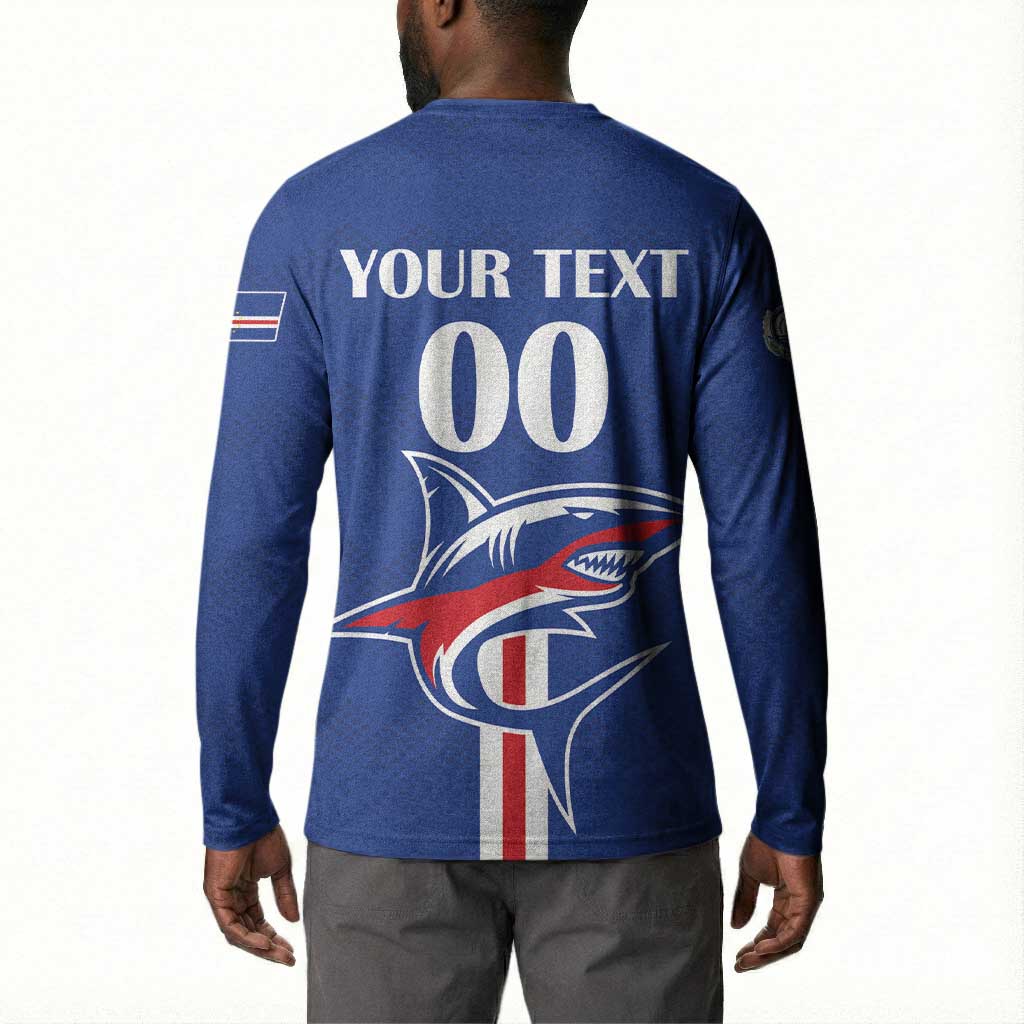 Custom Cape Verde 2026 Football Button Sweatshirt Blue Sharks WC Debut