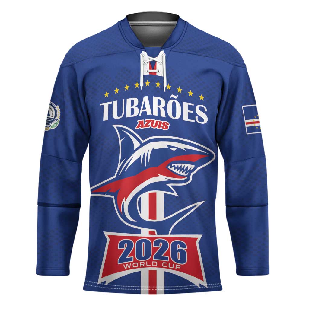 Custom Cape Verde 2026 Football Hockey Jersey Blue Sharks WC Debut