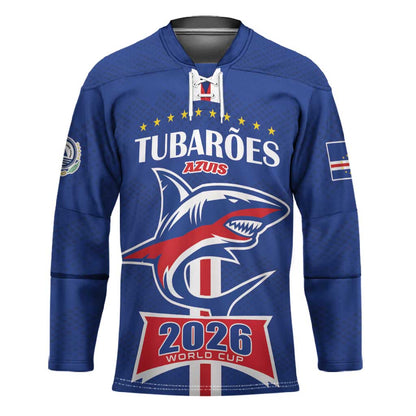 Custom Cape Verde 2026 Football Hockey Jersey Blue Sharks WC Debut