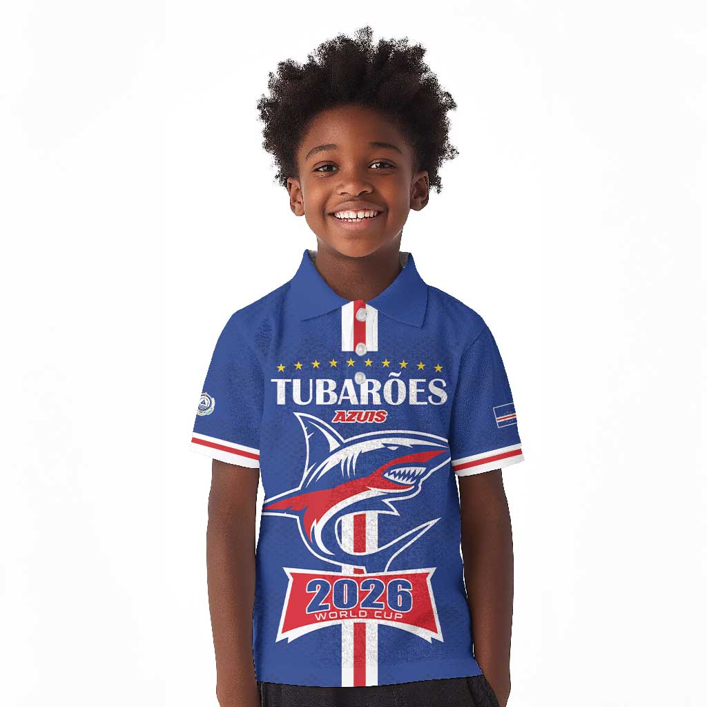Custom Cape Verde 2026 Football Kid Polo Shirt Blue Sharks WC Debut - African Pride