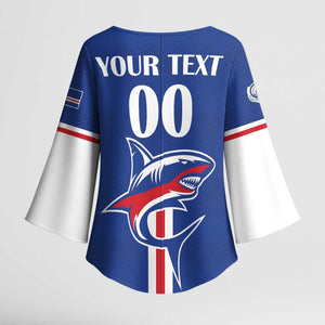 Custom Cape Verde 2026 Football Kimono Sleeve Blouse Blue Sharks WC Debut